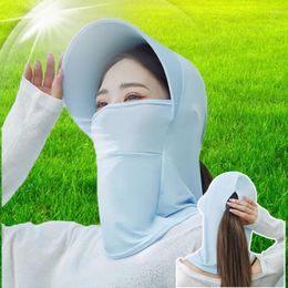 Chapéus de aba larga verão de seda proteção uv chapéu de sol para mulheres rosto pescoço protetor capa pesca ao ar livre ciclismo praia dobrável viseira