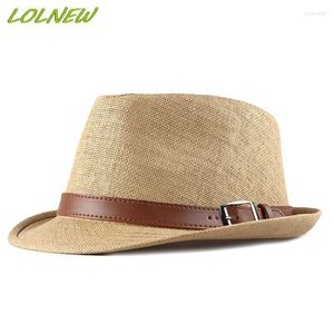 Brede rand hoeden zomer strohoed coole mannen fedora panama paper retro voor man fedoras cap met pu lederen band