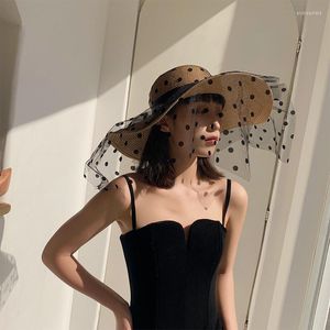 Chapeaux à large bord Chapeau de paille d'été Femmes Mode coréenne Dentelle Grand seau Élégant Panama Respirant Protection solaire Plage Japonais