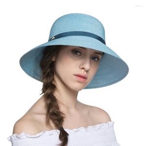 Chapeaux à large bord Chapeau de paille d'été Version coréenne des femmes Voyage en plein air Big Eaves Japanese Seaside Beach Sunscreen Wholesale