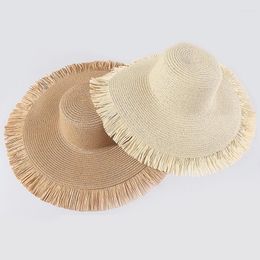 Cappelli a tesa larga Cappelli estivi in paglia da donna Visiera anti-Uv in tessuto di grandi dimensioni Cappello floscio da spiaggia bohémien Cappello da viaggio Panama Cap