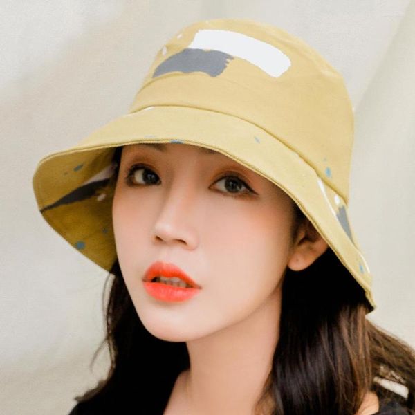 Sombreros de ala ancha Estilo de verano Pintado a la moda Sombrero de cubo fresco Estilo coreano Sol de viaje de pareja de estilo japonés