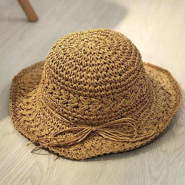 Chapeaux à large bord été chapeau de soleil parent-enfant paille plage ombre Version coréenne mode vacances pliant crème solaire bébé casquettes H092