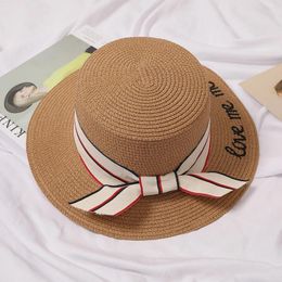 Sombreros de borde anchos Summer Sol Fashion Fashion Girl Girl Bow Beach Playa Ocio