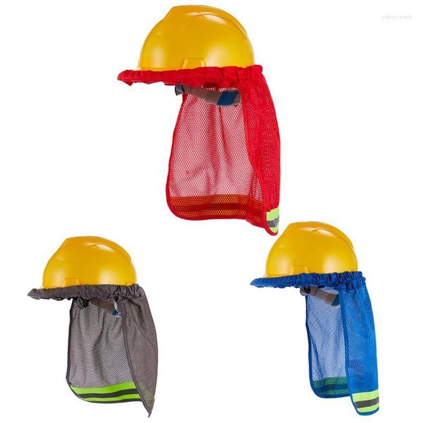 Chapeaux à large bord été pare-soleil sécurité casque casque cou bouclier bande réfléchissante couverture de casquette en maille utile pour les travailleurs de la construction large