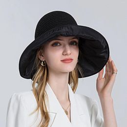 Brede rand hoeden zomerzon vrouw hoed vrouwen buiten zonnescherm allemaal gebonden grote rand kapelusz przeciwsloneczny damski