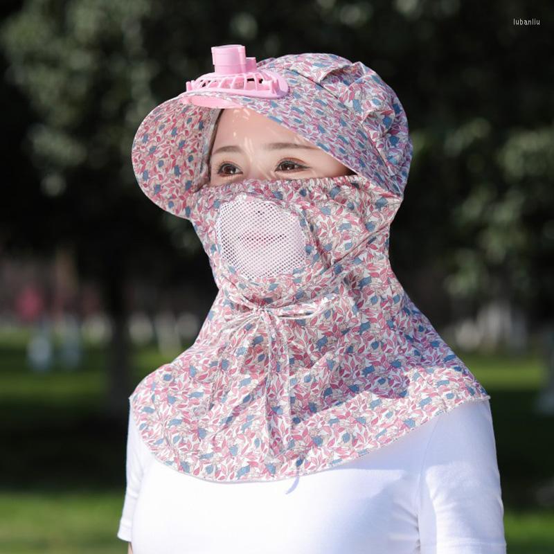 Gombado de sol de mujeres a prueba de viento de verano con protección de rayos de ventilador con ventilador.