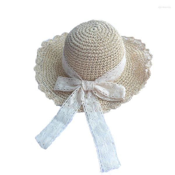 Chapeaux à large bord été femmes chapeau de soleil mode coréenne pliable dentelle Bandage visière casquettes dames japonais doux extérieur plage paille