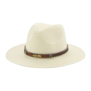 Chapeaux à large bord Sun Band Panama Jazz Caps Femmes Paille Western Cowboy Outdoor Beach Travel Protective Khaki HatsWide