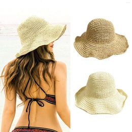 Sombreros de ala ancha para el sol para mujer, sombrero de playa, plegable, plegable, para viajes, verano, pelo para hombre