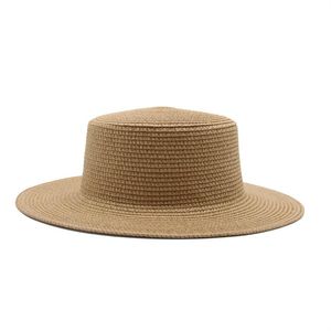 Brede rand hoeden zon voor vrouwen vaste platte bovenste stro hoed zomer lente outdoor strand handgemaakte casual witte zwarte mannen