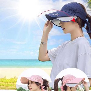 Brede rand hoeden zon voor vrouwen uv bescherming vizier honkbal pet zomer topless strand hoed fietsen vissen schaduw petten met elastische rug