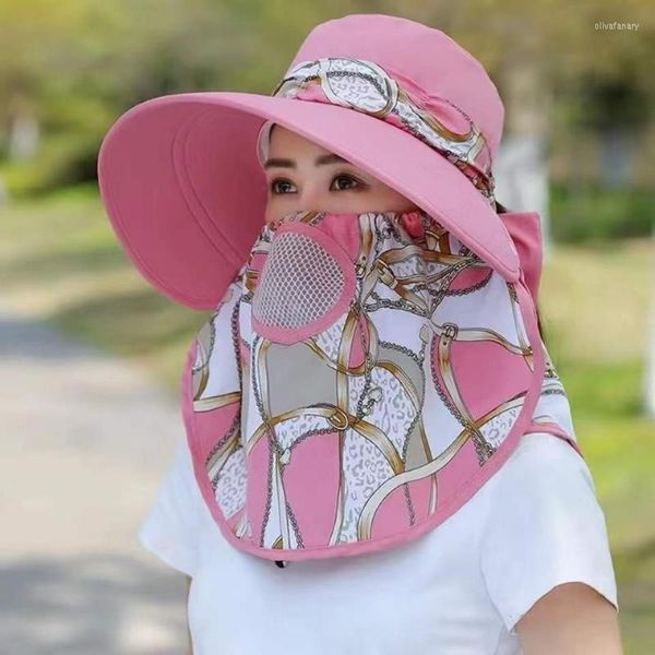 Sombreros de ala ancha, sombrero para el sol, cubierta de verano para mujer, combina con todo, con borde grande, antiultravioleta, para ciclismo, para la playa, para mujer, Oliv22