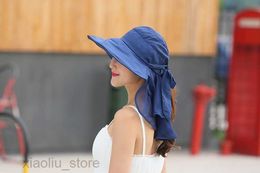 Chapeaux à large bord Chapeaux de soleil avec protection du cou du visage pour les femmes Sombreros Mujer Verano Casquettes à visière d'été à large bord Anti-UV Chapeu Feminino en plein air