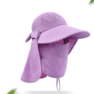 Brede rand hoeden zonbeveiliging dop vrouwen afneembaar gezicht masker nek klep vizier lege tophoed verstelbare waterdichte ademende 2023
