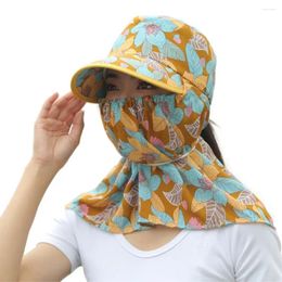 Brede rand hoeden zonbescherming vrouwen hoed casual bloemen gezicht masker cover dop nek klimmende thee plukken dames/meisjes