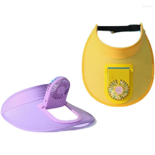 Sombreros de ala ancha Sombrero con viseras para el sol con ventilador para mujeres Niñas Gorras de béisbol Mediación de tres engranajes y protección de área grande