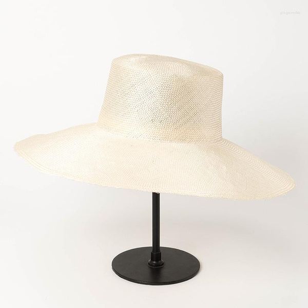 Chapeaux à large bord Écran solaire Ombrage Grand chapeau de paille en sisal Bassin de plage en plein air en forme de style rétro