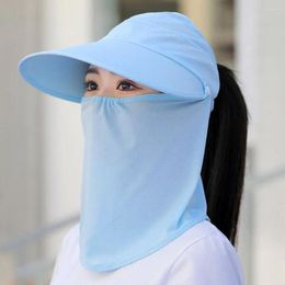 Chapeaux à large bord Protection solaire Protection UV Masque détachable Cyclisme Visage Chapeau de soleil Femmes Cap Vide Top Style coréen