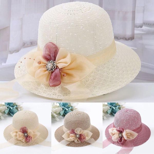 Anchos sombreros de ala de borde Sunshade Hat Corean's Summer Beach Tourism Large Head For Men Textu Solid Anwermed Visor Mujeres