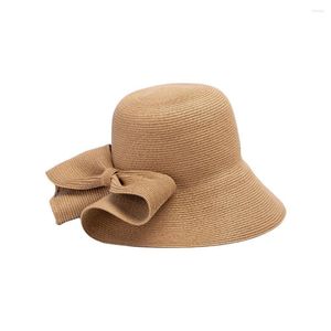 Chapeaux à large bord Sweet Bowtie Chapeau de paille pliable Shopping en plein air Tourisme Plage Protection solaire et ombrage