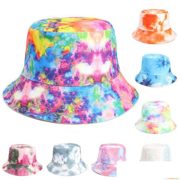 Chapeaux à large bord Tie Dye Bucket Hat Mode Double Face Peint Casquette Casual Sun Drop Livraison Accessoires Foulards Gant Dhgarden Dhzfh