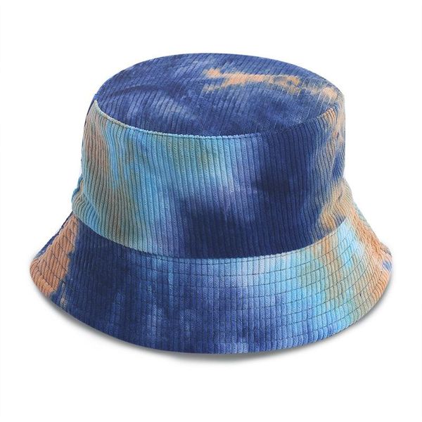 Chapeaux à bord large cravate Dye Bucket Hat réversible Les deux côtés portent de la plage de voyage d'été pêcheur pêcheur embalable extérieur