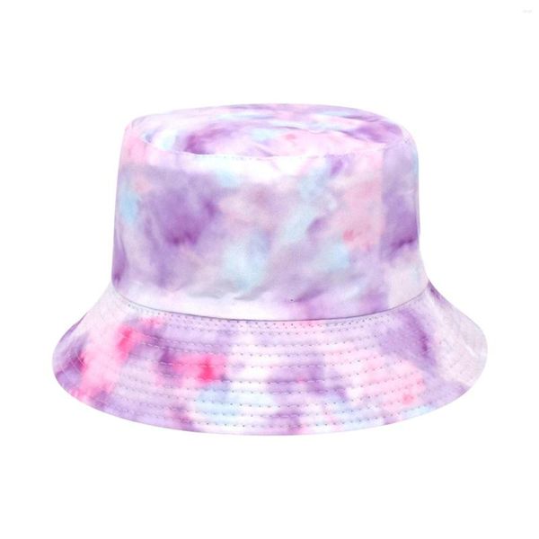 Chapeaux à large bord Tie Dye Chapeau de pêcheur Femme Double Face Printemps Été Bassin de mode en Europe et tenue de fête Dames Seau de plage