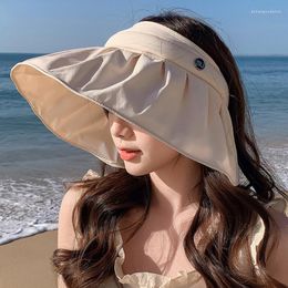 Brede rand hoeden trendy 14 cm grote zon hoed voor vrouwen ruches rand pleit ontwerpen emmer waterdichte outdoor outdoor outbescherming vakantie strand pet