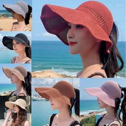 Sombreros de borde anchos de moda big-sola beat gorro 2023 mujeres bownot top vacío protector solar pescador gorra femenina al aire libre Sunshade