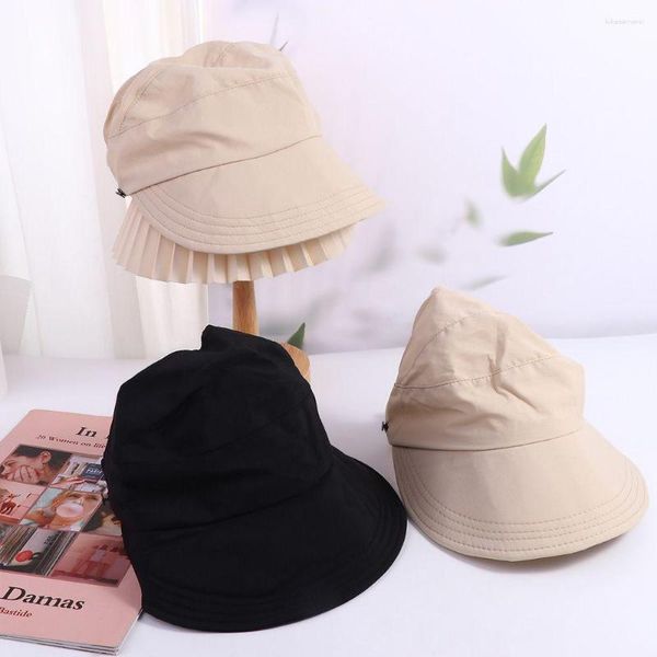 Sombreros de ala ancha, gorra de sol a la moda para mujer, gorra de pescador con protección solar de algodón para exteriores, viseras de estilo coreano