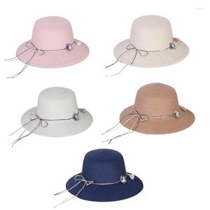 Sombreros de ala ancha, sombrero de paja de protección para el sol a la moda con cuerda a prueba de viento, visera de playa de verano, combina con todo para disparar en la calle