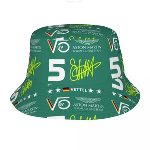 Hoeden met brede rand Unisex Bucket Hats Formule 1 Sebastian Vettel Aston Martin Hot Summer Headwear Lichtgewicht buitensporten Fishing Caps Bob Gift