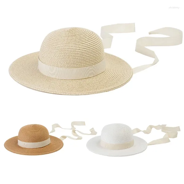 Anchos sombreros de borde unisex paja para la tapa del sol gorro de verano noble protección de temperamento