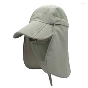 Chapeaux à large bord unisexe chapeau de soleil imperméable Protection UV casquette de Baseball respirante avec rabat de cou visage équitation chasse Delm22