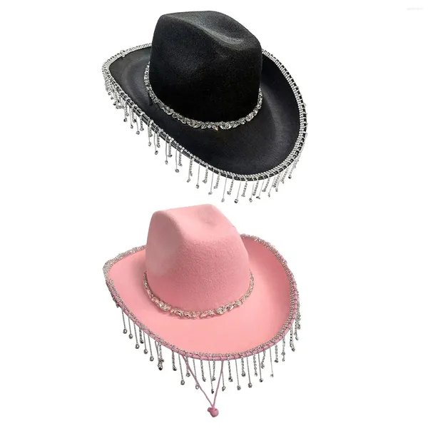 Hates de borde anchos Western Cowboy Hat Beach Sunshade Events Dress Up Camping Po Props Women Casual Decorative Cowgirl