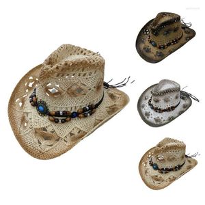 Chapeaux à bord large cowboy western COWBOY HAT LOIN LEANE pour les hommes Femmes Paille Planche Panama Fisherman Summer Eger22