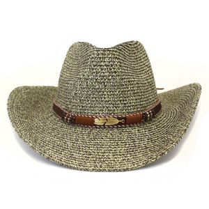 Brede rand hoeden western st cowboy voor vrouwen mannen zomer strand panama cowgirl cap zon bescherming top hoed sombreros de mujer drop levering otecl