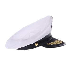 Chapeaux à large bord blanc adulte yacht bateau capitaine marine casquette costume fête cosplay robe marin hat2969