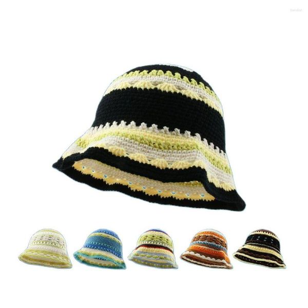 Chapeaux à large bord chapeau d'hiver homme chapeau chaud pare-soleil travail manuel Crochet femmes tricoté crochet fleur seau femmes pour fille