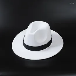 Brede Rand Hoeden Winter Fedora Hoed Mannen Vilt Klassieke Jazz Floppy Vrouwen Casual Fedora Panama Cap Voor Witte Partij