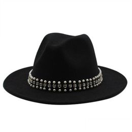 Brede rand hoeden winter dames jazz caps riem spek feest formeel fedora panama trilby cowboy witte rood vilt drop levering mode acce dhxyc dhxyc