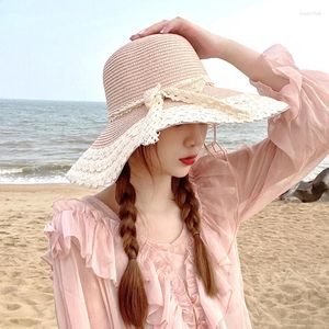 Chapeaux à bord large femme Panama chapeau d'été femme Caps de paille