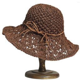 Brede rand hoeden dames stro sun hoed klassieke vlakke strand zomerbescherming floppy stijl opgerolde verpakkbare panama