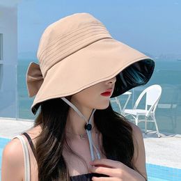 Brede rand hoeden dames zon vizier UV -bescherming hoed zomer met wind lanyard voor vissen wandelen reizen D88