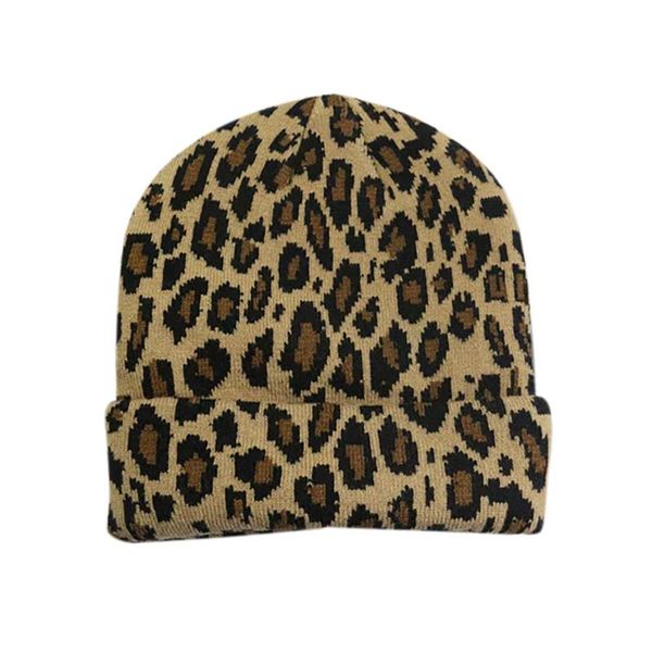 Chapeaux à large bord femmes casquette automne et hiver mode décontracté tout match doux laine chapeau léopard chaud tricot rétro
