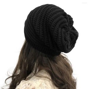 Cappelli a tesa larga Cappellino da donna Elastico termico Tinta unita Elegante inverno lavorato a maglia Accessori moda sci