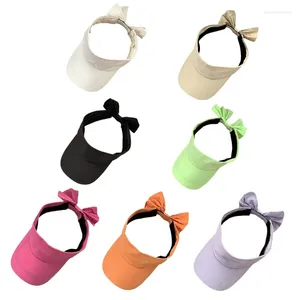 Sombreros de ala ancha Mujeres Algodón para visera de sol Sombrero vacío Top Diadema Protección UV Playa Senderismo con Bowknot Decorati