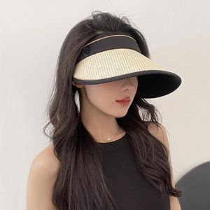Chapeaux à large bord femmes pliable été Protection UV soleil chapeau de plage chapeau de paille parasol