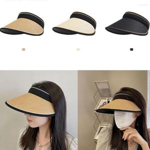 Chapeaux à large bord femmes filles Portable Protection UV grandes visières pliables chapeau de paille pare-soleil chapeau de plage